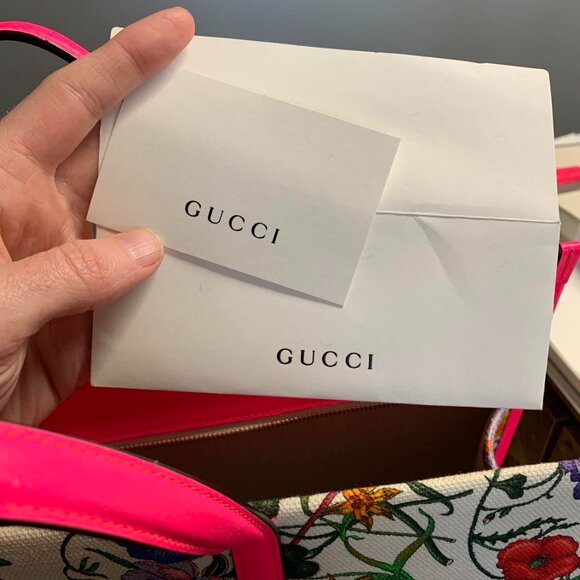 Authentic Large Gucci Flora Tote with Pink Handles - Picture 9 of 11